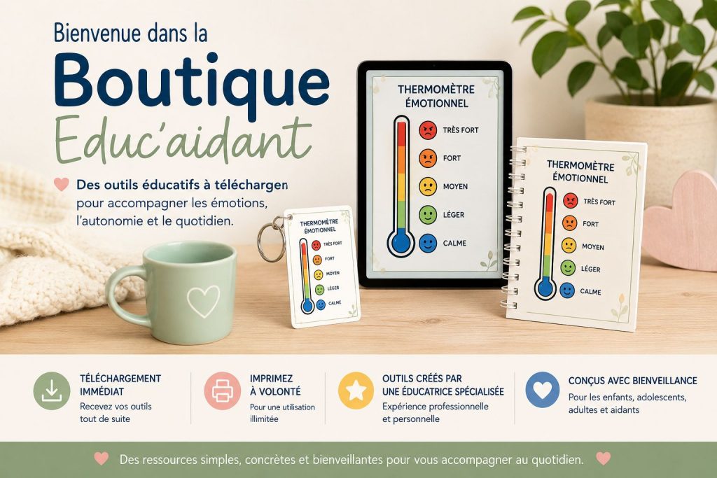 Boutique d'outils éducatifs à télécharger Educ'aidant